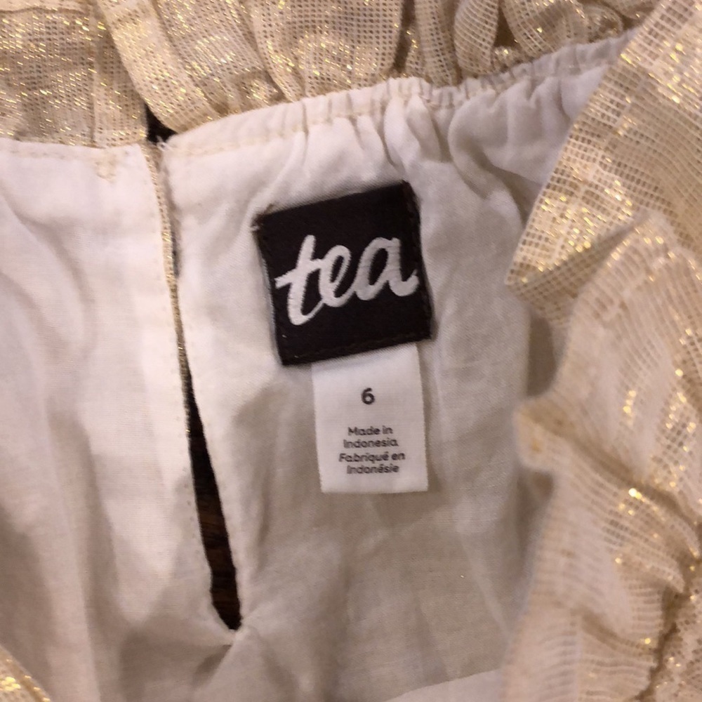 Tea Collection Gold Metallic Ruffle Dress 6 - Picture 5 of 9